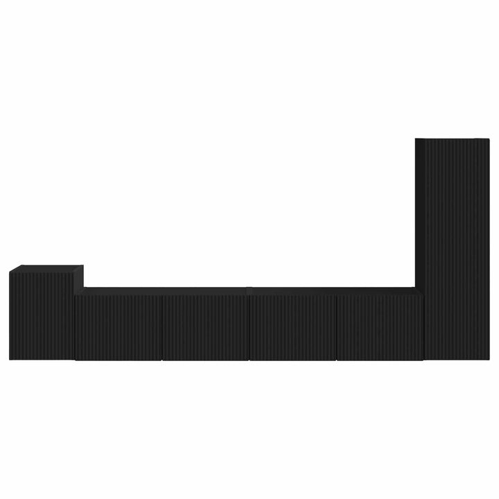 TV-møbelsæt Vægmonteret 3 pcs Sort Konstrueret træ