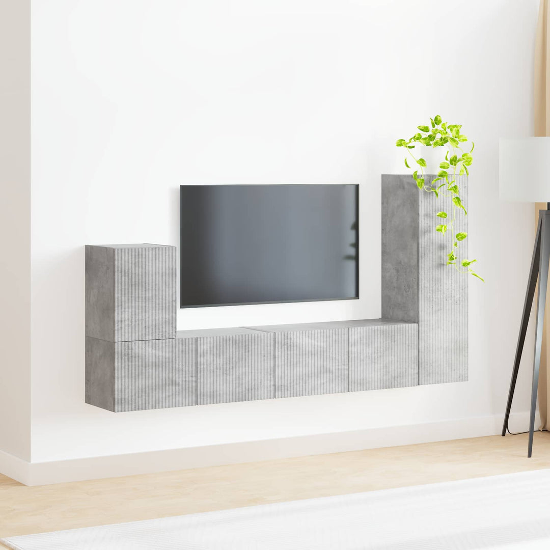 TV-møbelsæt Vægmonteret 3 pcs Beton Grå Konstrueret træ