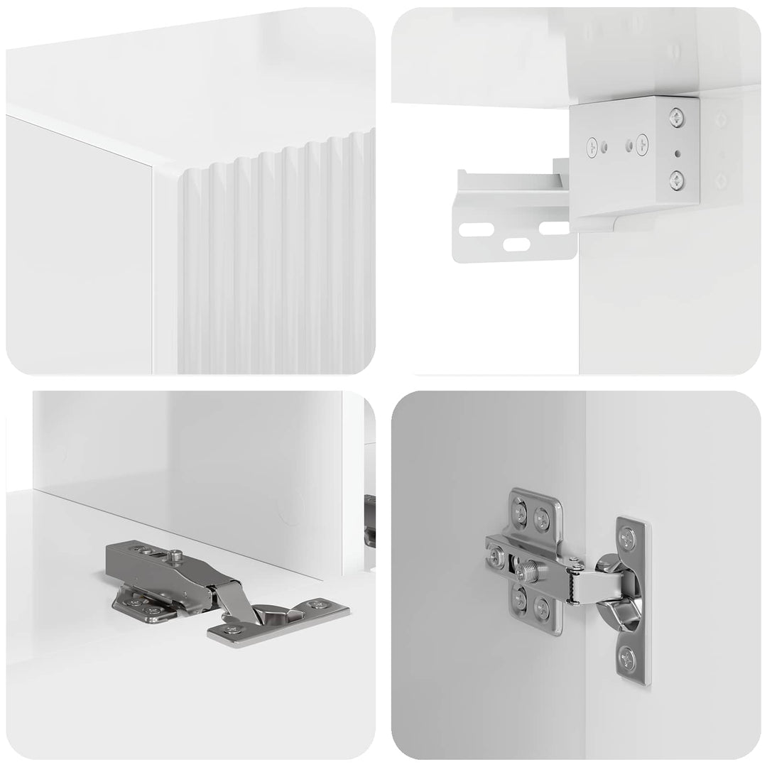 TV-møbelsæt Vægmonteret 3 pcs Høj gloss hvid Konstrueret træ