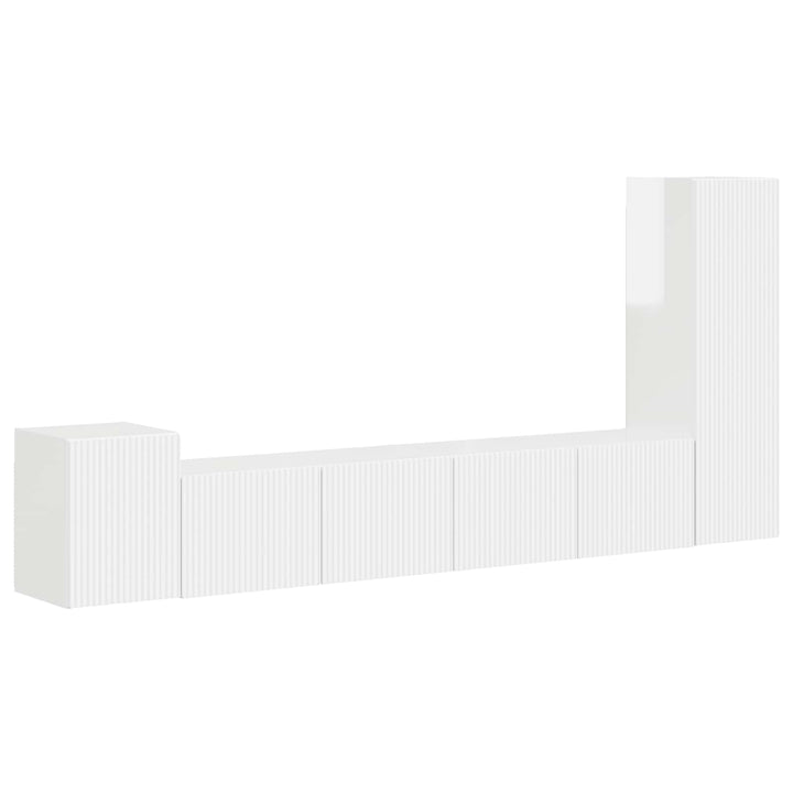 TV-møbelsæt Vægmonteret 3 pcs Høj gloss hvid Konstrueret træ