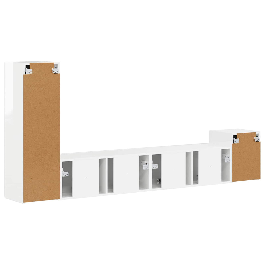 TV-møbelsæt Vægmonteret 3 pcs Høj gloss hvid Konstrueret træ