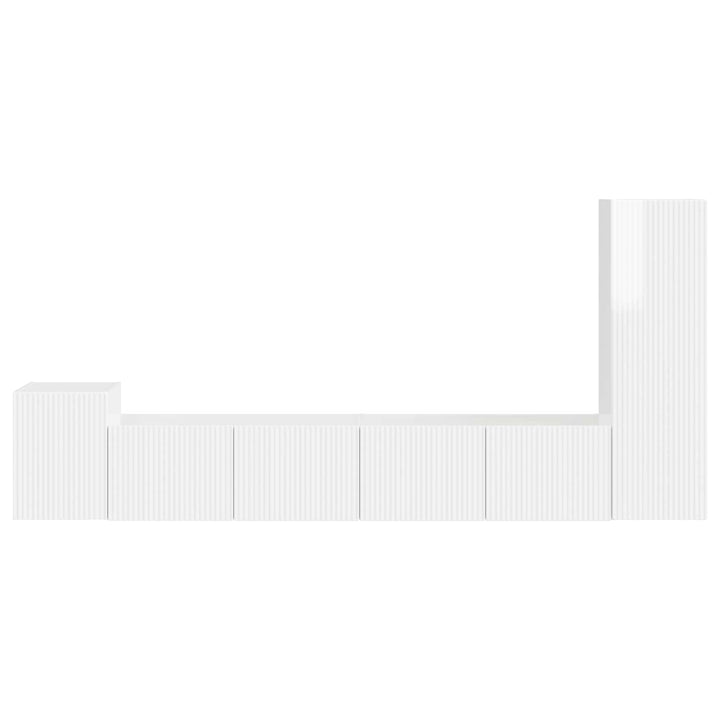 TV-møbelsæt Vægmonteret 3 pcs Høj gloss hvid Konstrueret træ