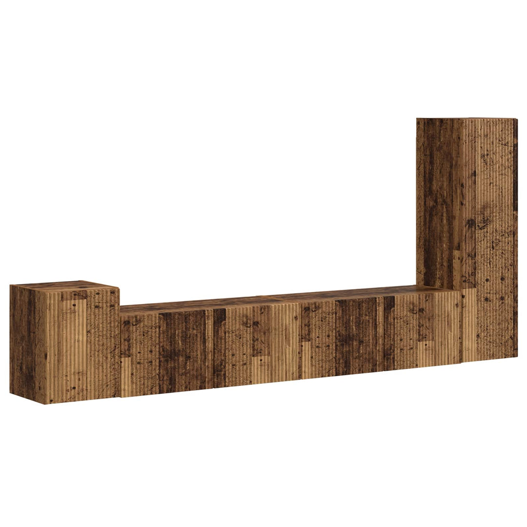 TV-møbelsæt Vægmonteret 3 pcs Gammelt træ Konstrueret træ