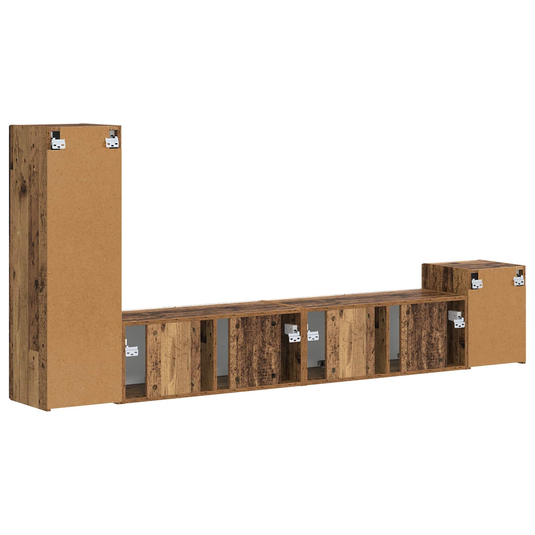 TV-møbelsæt Vægmonteret 3 pcs Gammelt træ Konstrueret træ