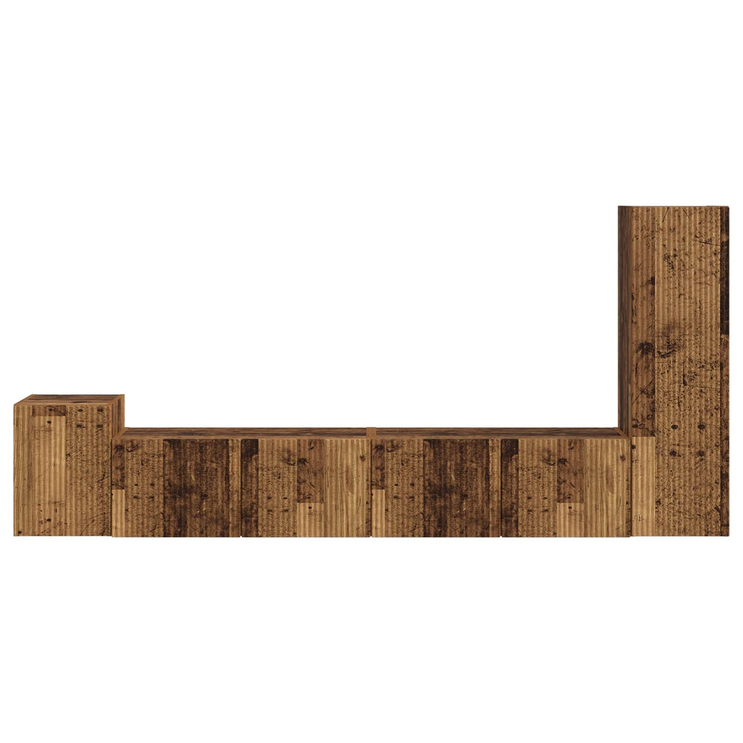 TV-møbelsæt Vægmonteret 3 pcs Gammelt træ Konstrueret træ