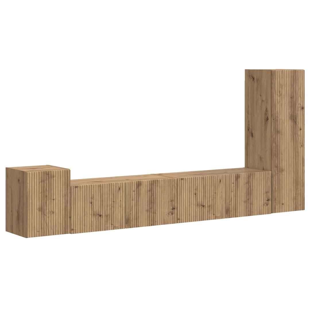 TV-møbelsæt Vægmonteret 3 pcs Artisan Egetræ Konstrueret træ