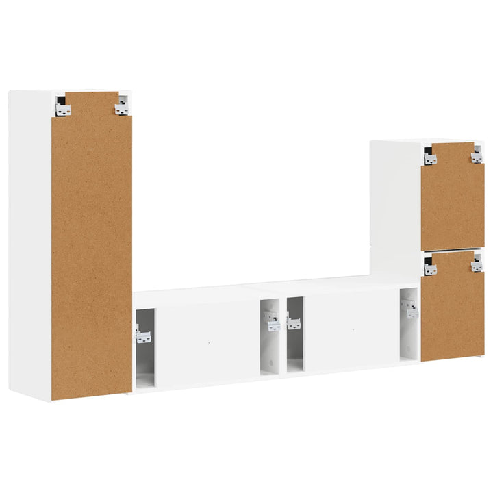 TV-møbelsæt Vægmonteret 4 pcs Hvid Konstrueret træ