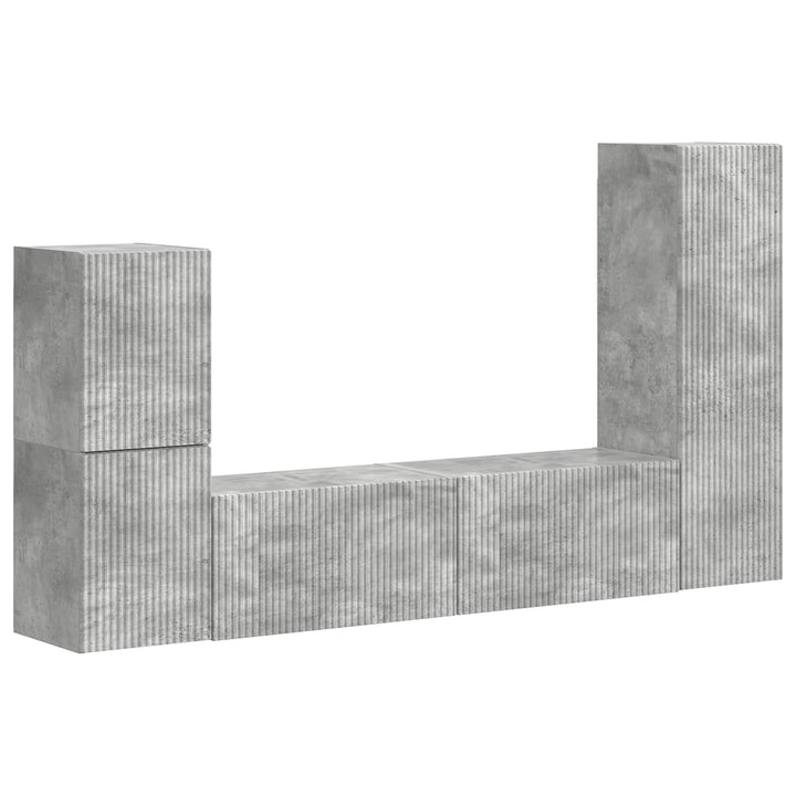 TV-møbelsæt Vægmonteret 4 pcs Beton Grå Konstrueret træ