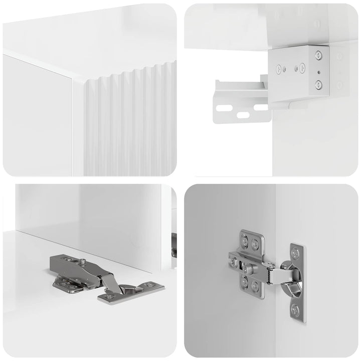 TV-møbelsæt Vægmonteret 4 pcs Høj gloss hvid Konstrueret træ