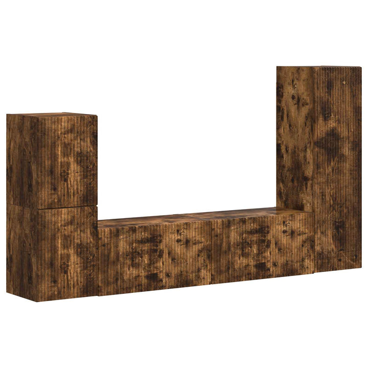 TV-møbelsæt Vægmonteret 4 pcs Røget eg Konstrueret træ