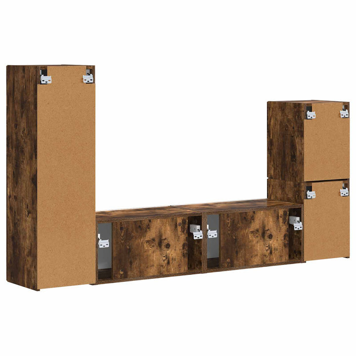 TV-møbelsæt Vægmonteret 4 pcs Røget eg Konstrueret træ