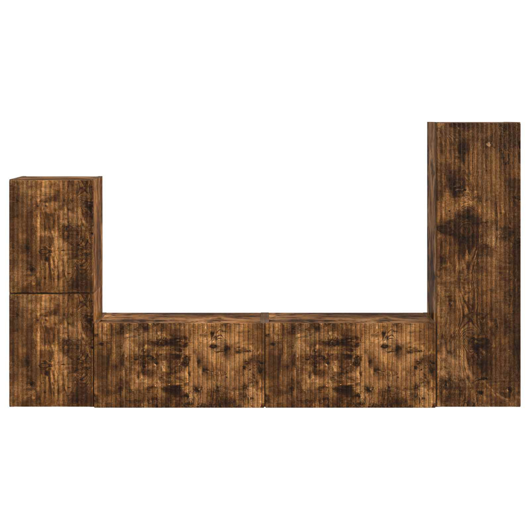 TV-møbelsæt Vægmonteret 4 pcs Røget eg Konstrueret træ