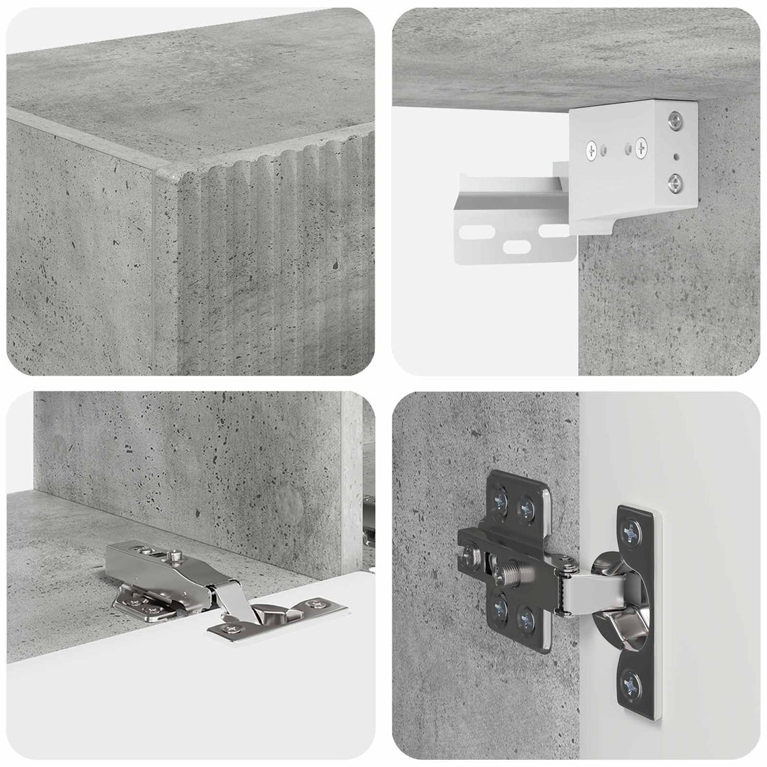 TV-møbelsæt Vægmonteret 4 pcs Beton Grå Konstrueret træ