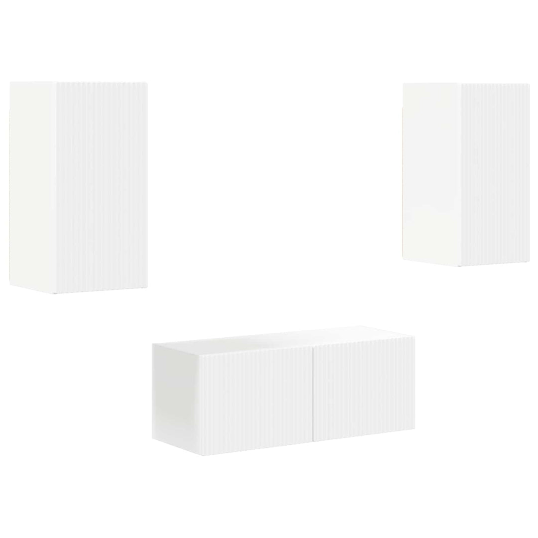 TV-møbelsæt Vægmonteret 6 pcs Hvid Konstrueret træ