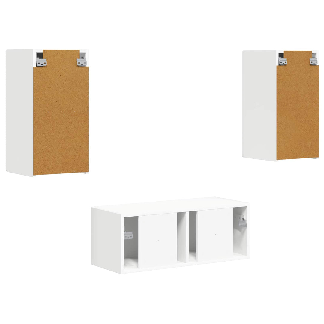 TV-møbelsæt Vægmonteret 6 pcs Hvid Konstrueret træ