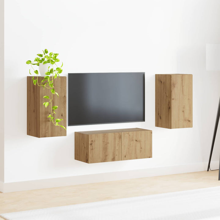 TV-møbelsæt 6 stk. Artisan Egetræ Konstrueret træ