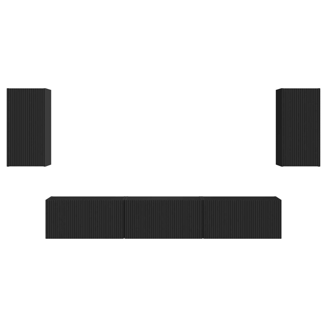 TV-møbelsæt Vægmonteret 3 pcs Sort Konstrueret træ