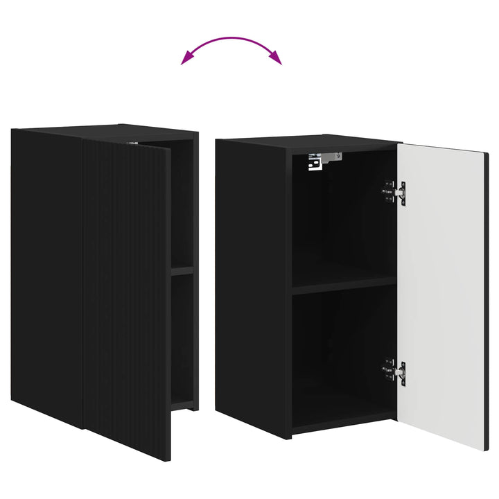 TV-møbelsæt Vægmonteret 3 pcs Sort Konstrueret træ