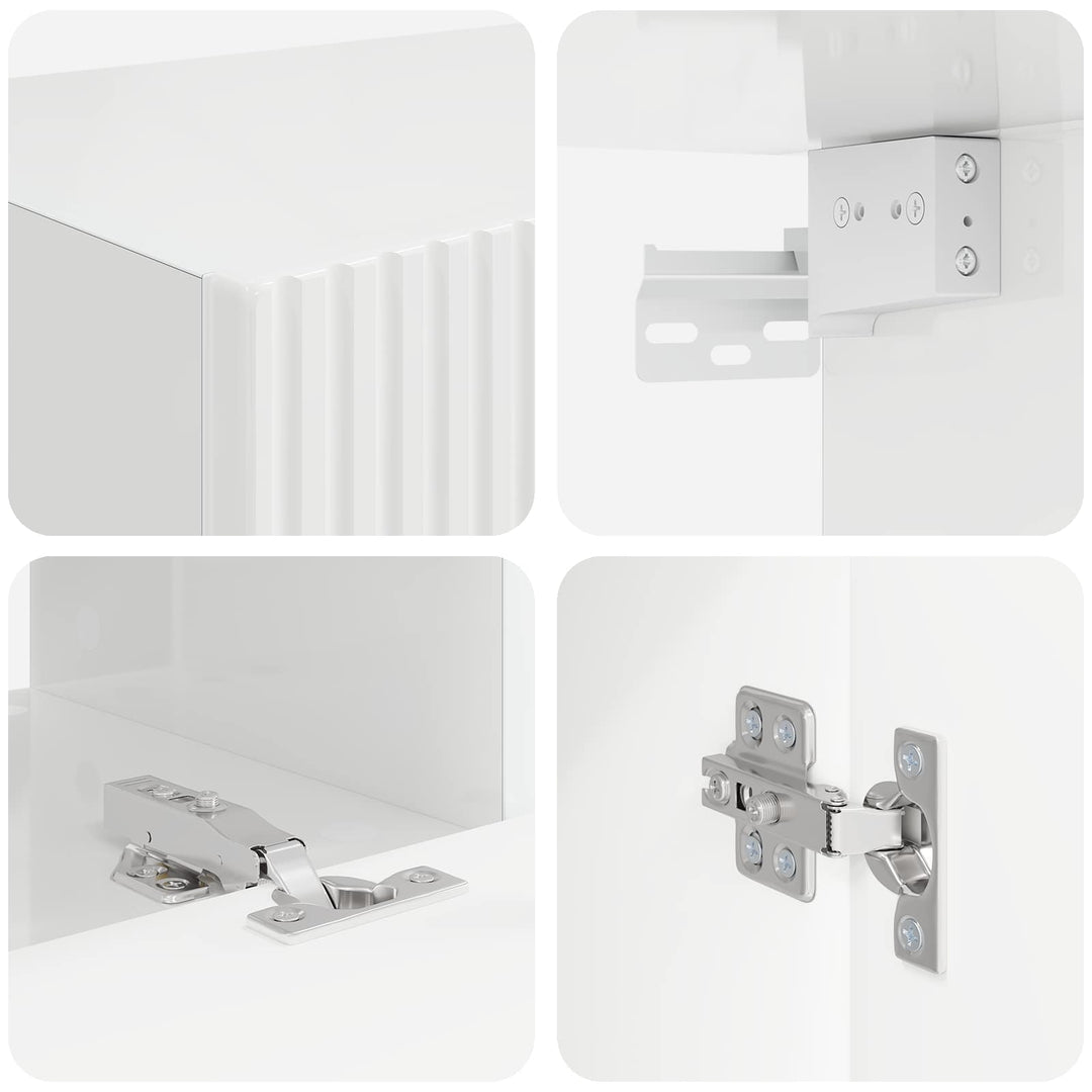 TV-møbelsæt Vægmonteret 3 pcs Høj gloss hvid Konstrueret træ