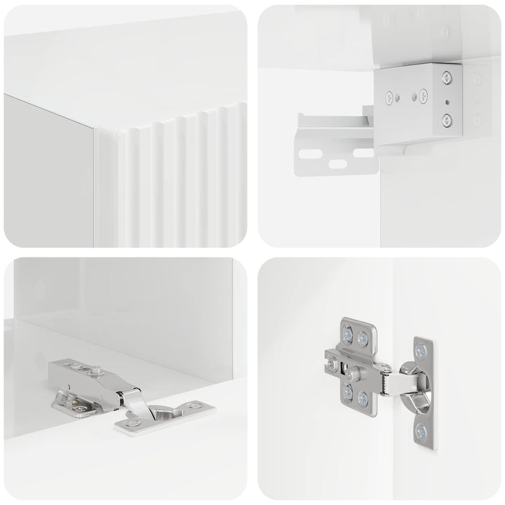 TV-møbelsæt Vægmonteret 3 pcs Høj gloss hvid Konstrueret træ