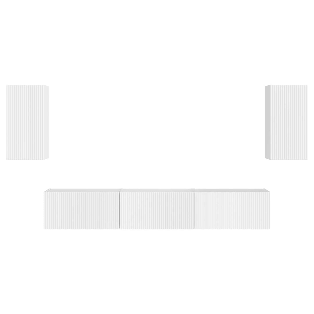 TV-møbelsæt Vægmonteret 3 pcs Høj gloss hvid Konstrueret træ