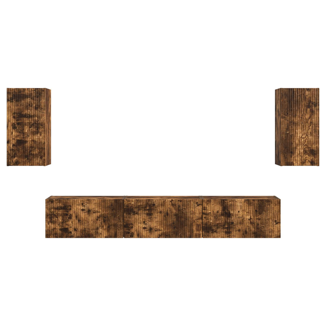 TV-møbelsæt Vægmonteret 3 pcs Røget eg Konstrueret træ