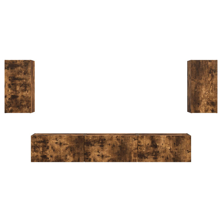 TV-møbelsæt Vægmonteret 3 pcs Røget eg Konstrueret træ