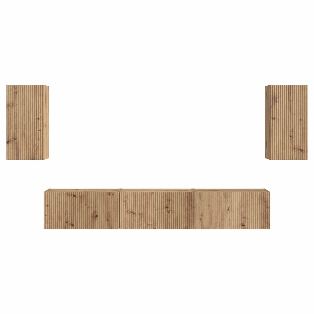 TV-møbelsæt Vægmonteret 3 pcs Artisan Egetræ Konstrueret træ