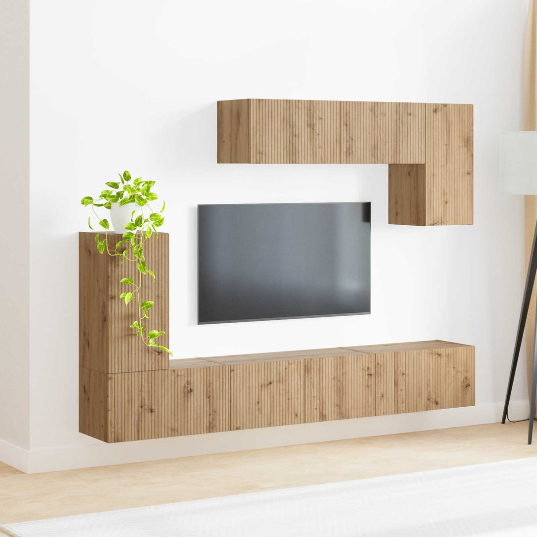 TV-møbelsæt 4 pcs Artisan Egetræ Konstrueret træ