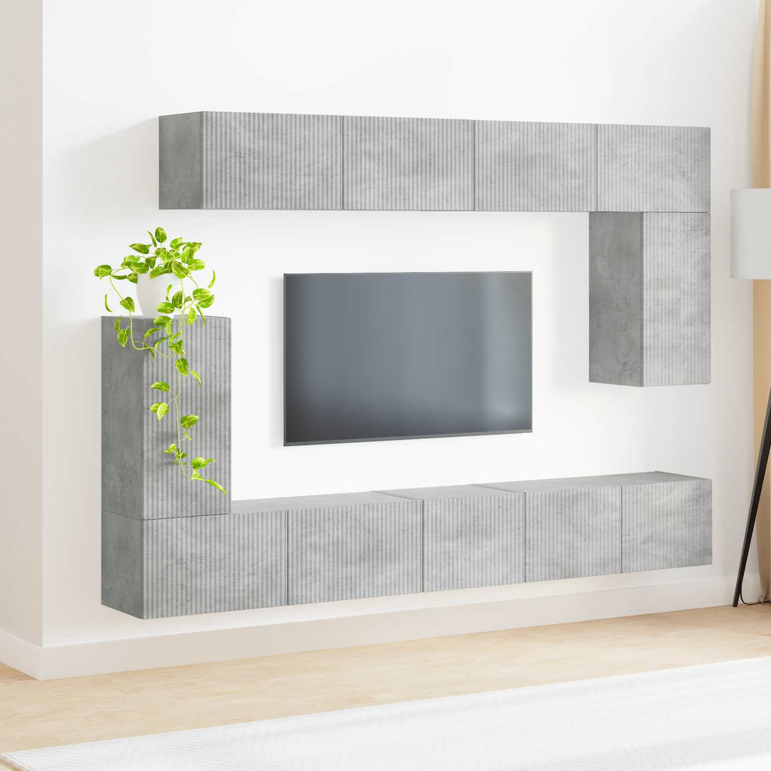 TV-møbelsæt Vægmonteret 5 pcs Beton Grå Konstrueret træ