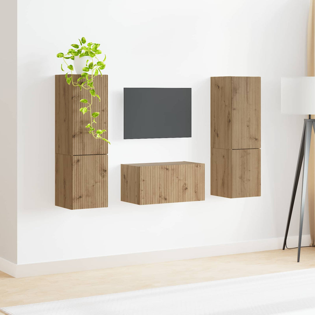 TV-møbelsæt 5 pcs Artisan Egetræ Konstrueret træ
