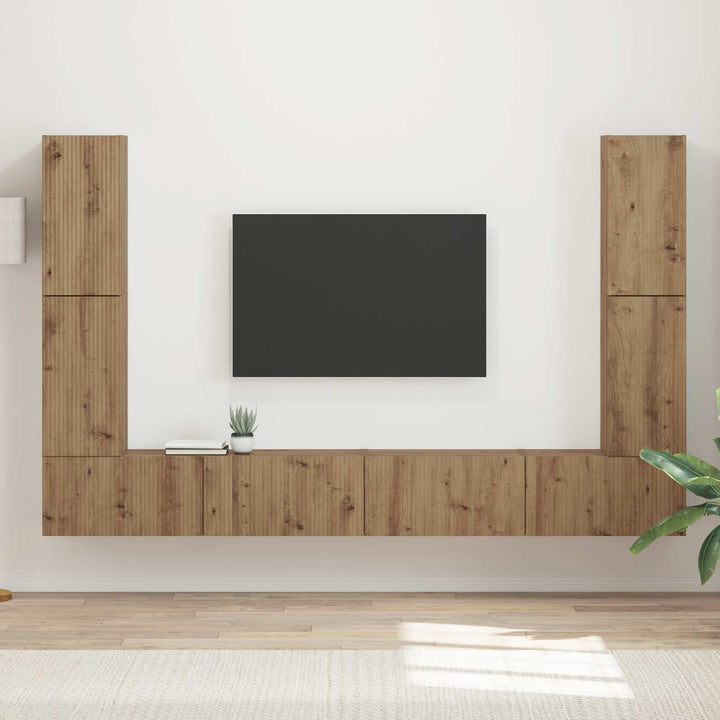 TV-møbelsæt 8 pcs Artisan Egetræ Konstrueret træ