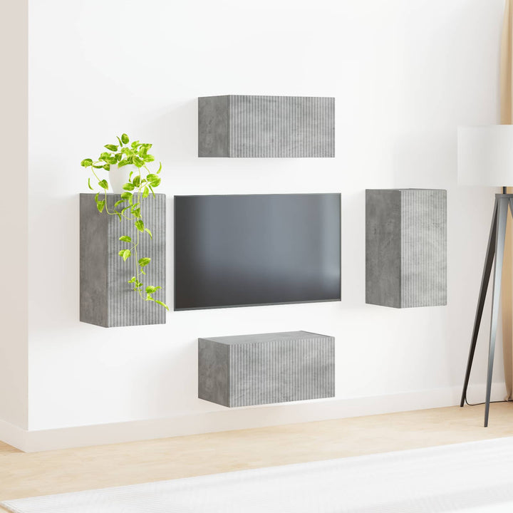 TV-møbelsæt 4 pcs Beton Grå Konstrueret træ