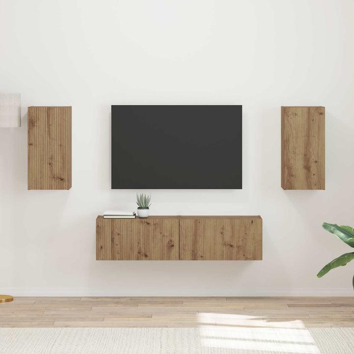 TV-møbelsæt 4 pcs Artisan Egetræ Konstrueret træ