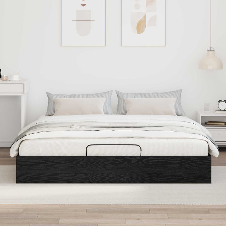 Ottoman Sengestel Sort Eg 203 x 180 x 25 cm Konstrueret træ