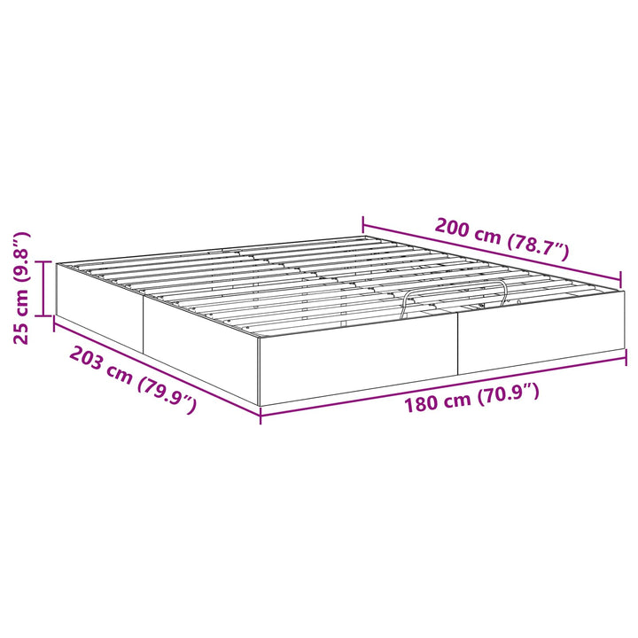 Ottoman Sengestel Sort Eg 203 x 180 x 25 cm Konstrueret træ