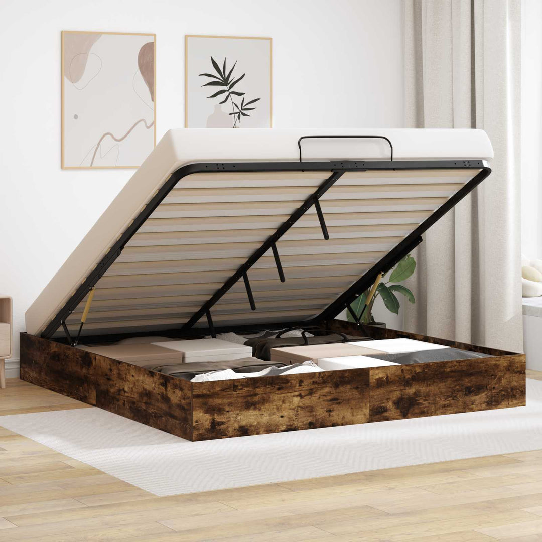 Ottoman Sengestel Røget Eg 203 x 180 x 25 cm Konstrueret træ