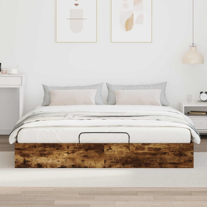 Ottoman Sengestel Røget Eg 203 x 180 x 25 cm Konstrueret træ