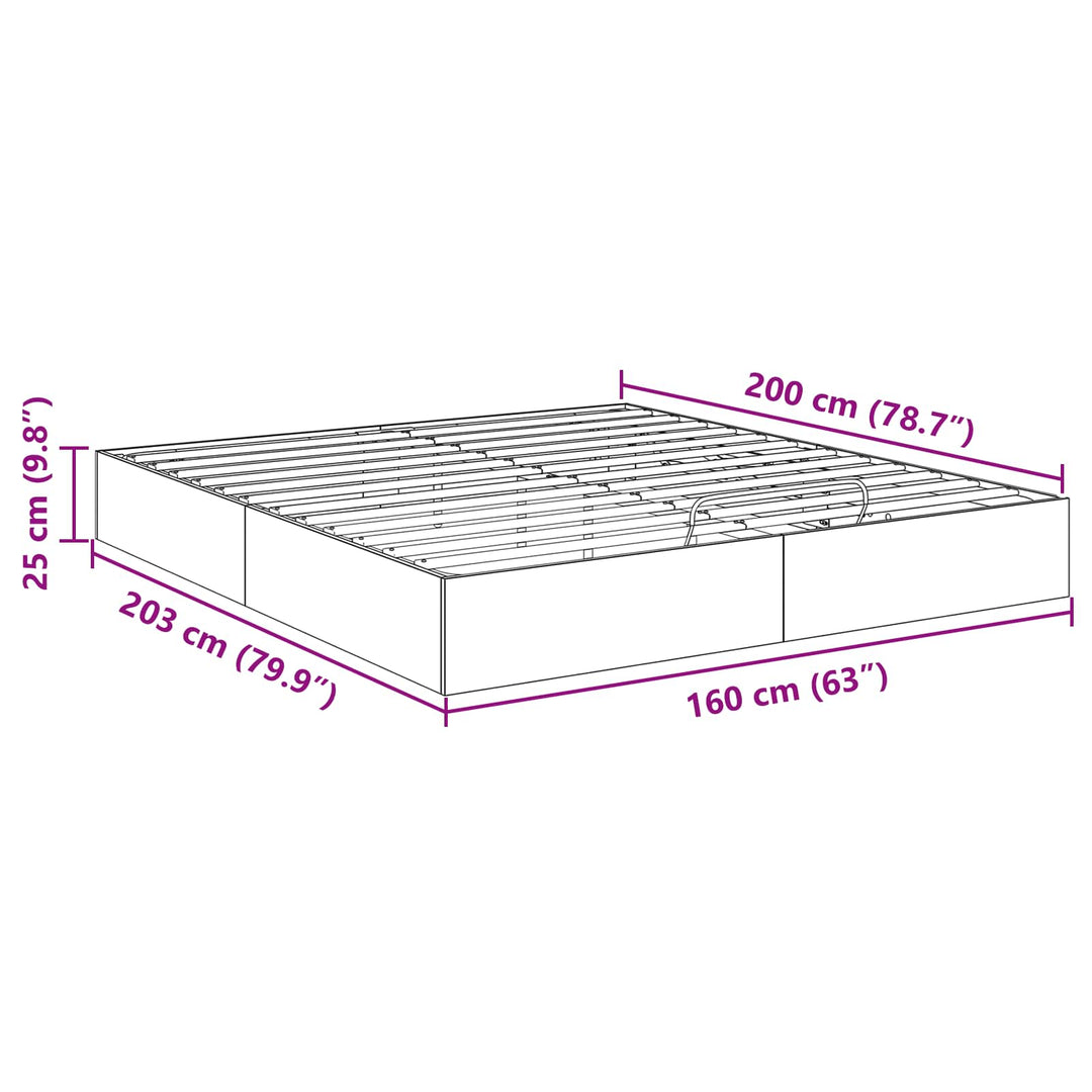 Ottoman Sengestel Røget Eg 203 x 160 x 25 cm Konstrueret træ
