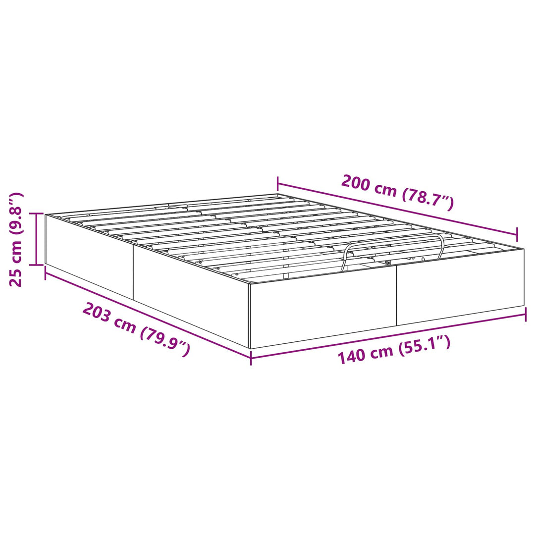 Ottoman Sengestel Sort Eg 203 x 140 x 25 cm Konstrueret træ