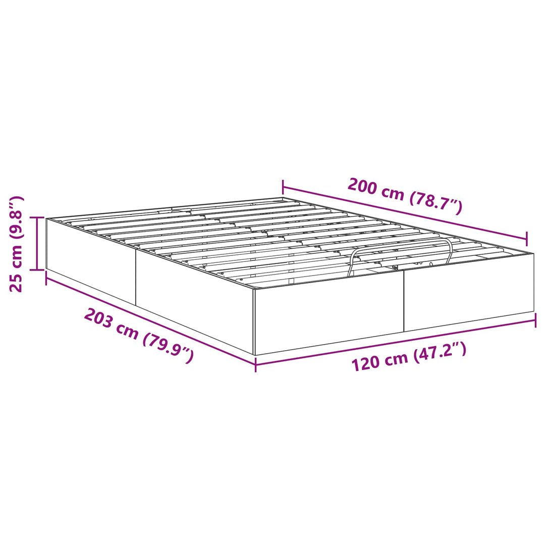 Ottoman Sengestel Sort Eg 203 x 120 x 25 cm Konstrueret træ