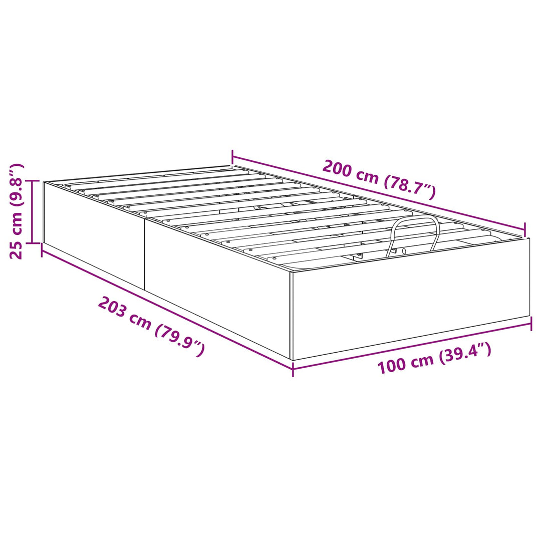 Ottoman Sengestel Sort Eg 203 x 100 x 25 cm Konstrueret træ