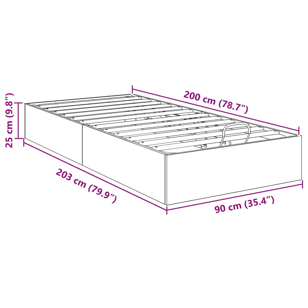 Ottoman Sengestel Grå Sonoma 203 x 90 x 25 cm Konstrueret træ