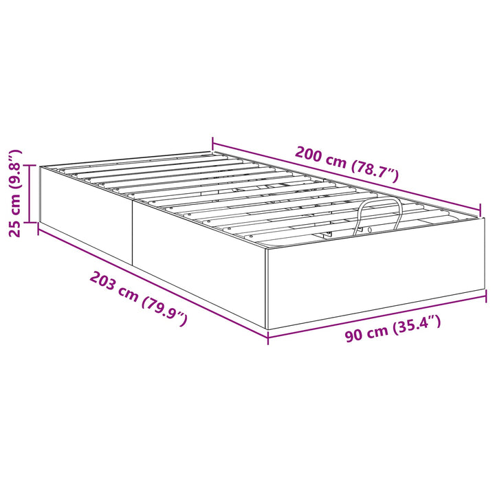 Ottoman Sengestel Grå Sonoma 203 x 90 x 25 cm Konstrueret træ