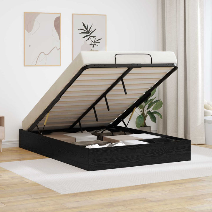 Ottoman Sengestel Sort Eg 193 x 120 x 25 cm Konstrueret træ