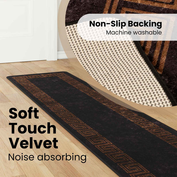 Tæppe Runner MARSA Sort 50 x 400 cm Polyester og PVC