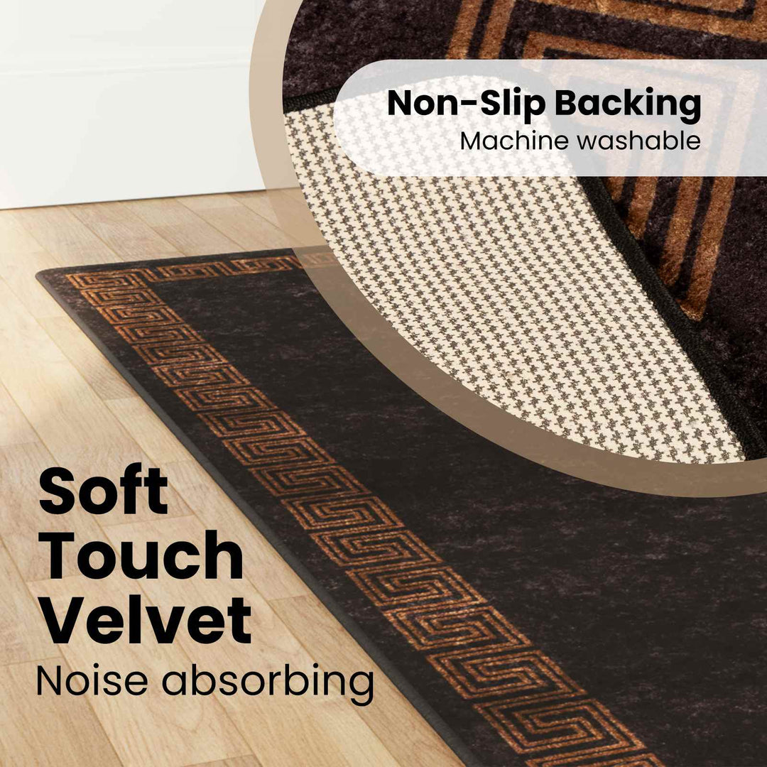 Tæppe Runner MARSA Sort 100 x 250 cm Polyester og PVC