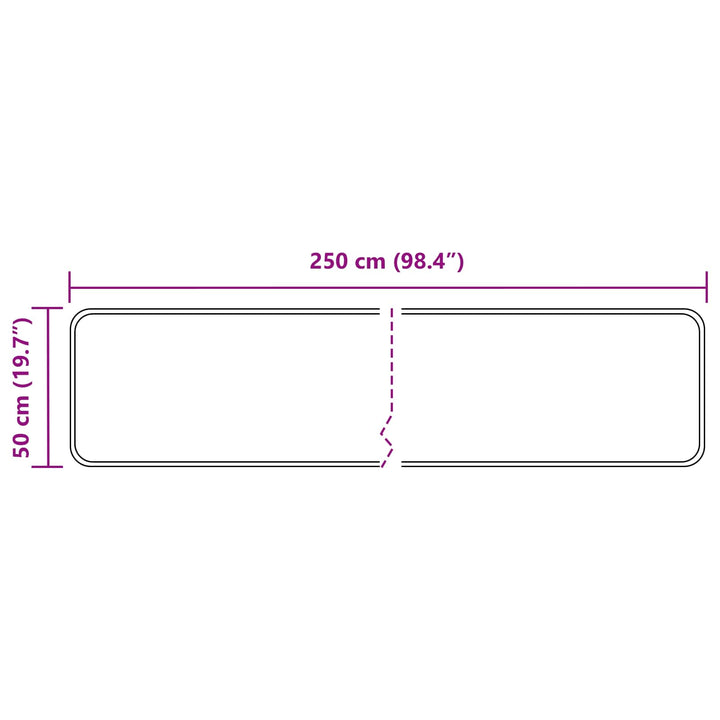 Tæppe Runner MARSA Sort 50 x 250 cm Polyester og PVC