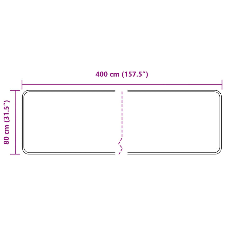 Tæppe Runner MARSA Sort 80 x 400 cm Polyester og PVC