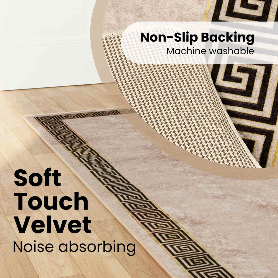 Tæppe Runner MARSA Sort 100 x 400 cm Polyester og PVC